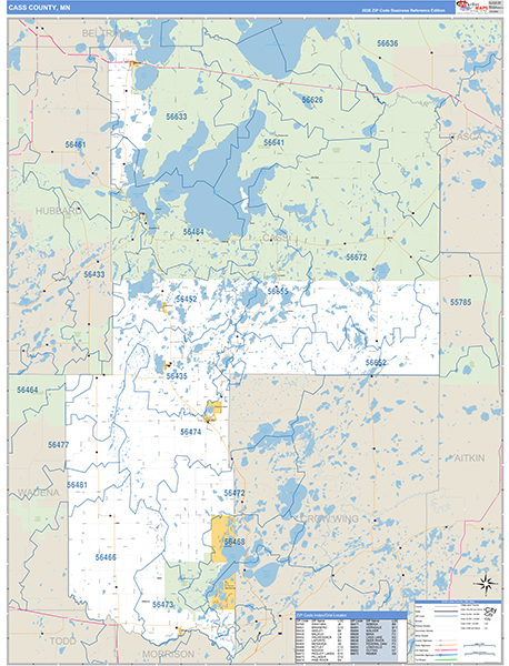 Cass County, MN Zip Code Map