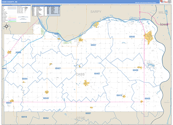 Cass County, NE Zip Code Map