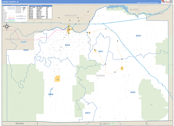 Cassia County, ID Carrier Route Wall Map
