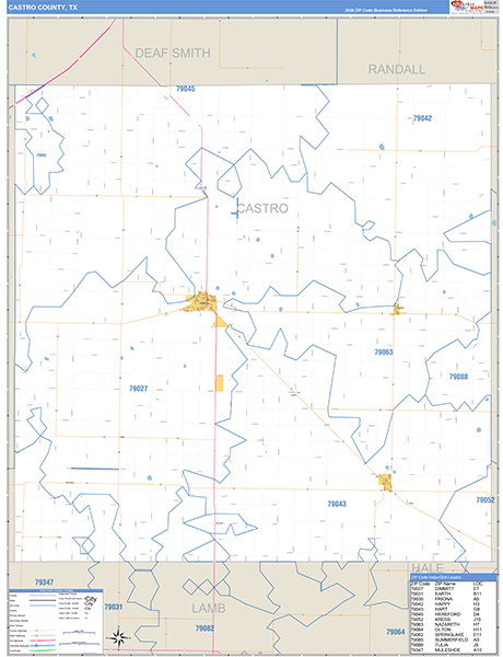 Castro County, TX Zip Code Map