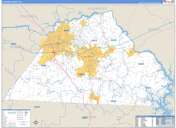 Catawba County, NC Zip Code Map