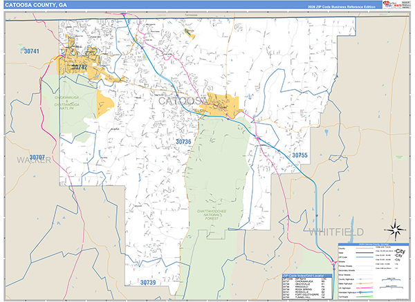 Catoosa County, GA Zip Code Map