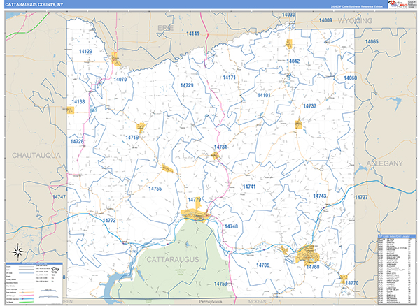 Cattaraugus County, NY Zip Code Map