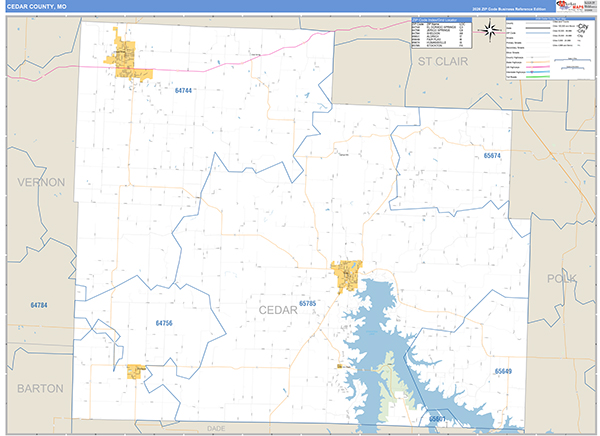 Cedar County, MO Map Basic Style