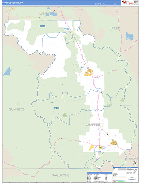 Chaffee County, CO Map Basic Style