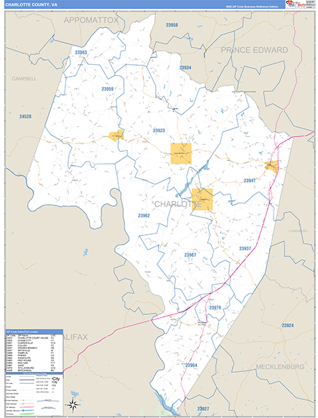 Charlotte County, VA Zip Code Map
