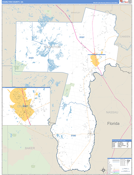 Charlton County, GA Zip Code Map