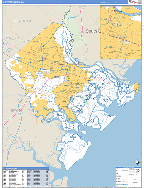 Chatham County, GA Zip Code Map