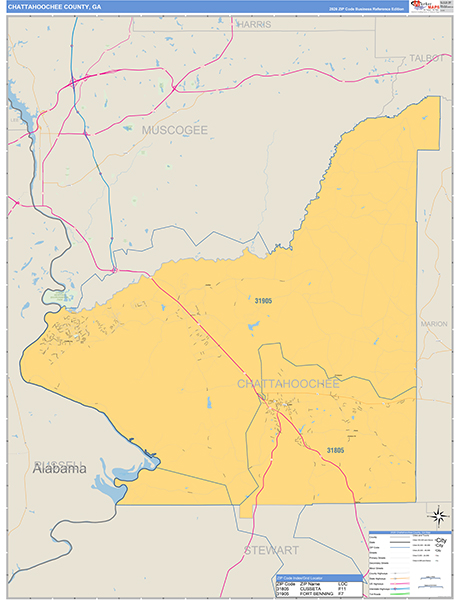 Chattahoochee County, GA Zip Code Map