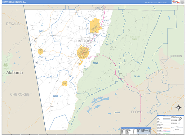 Chattooga County, GA Zip Code Map
