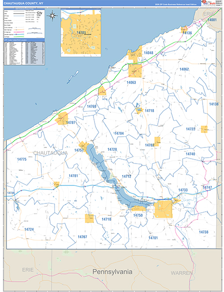 Chautauqua County, NY Zip Code Map