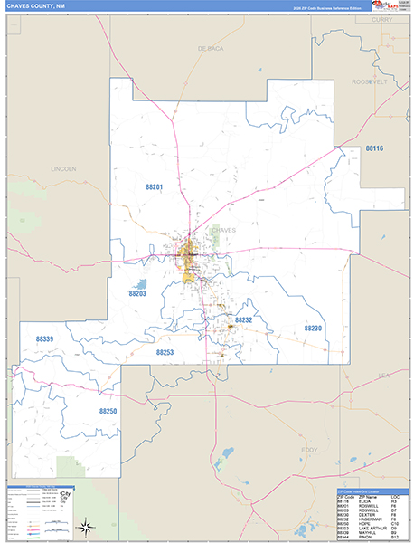 Chaves County, NM Zip Code Map