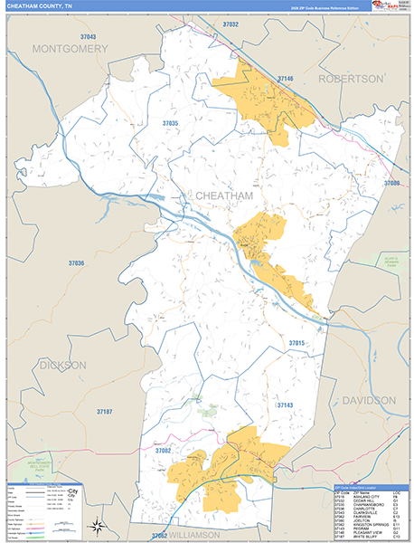 Cheatham County, TN Zip Code Map