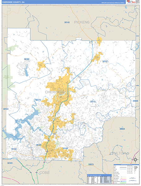 Cherokee County, GA Zip Code Map
