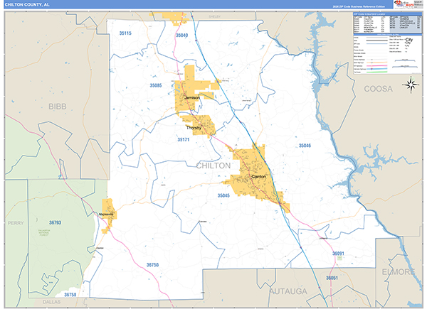 Chilton County, AL Zip Code Map