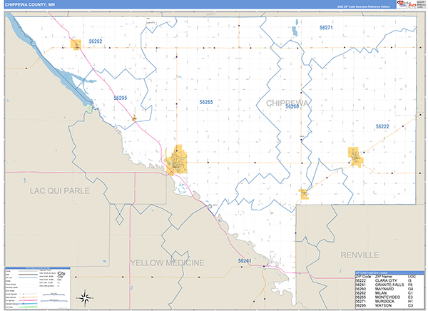 Chippewa County, MN Zip Code Map