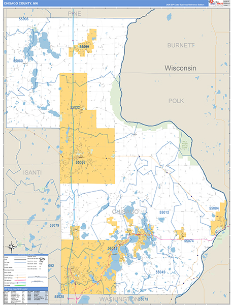 Chisago County, MN Zip Code Map