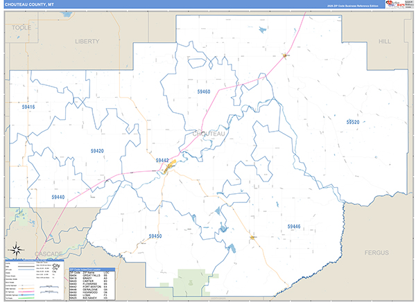 Chouteau County, MT Zip Code Map
