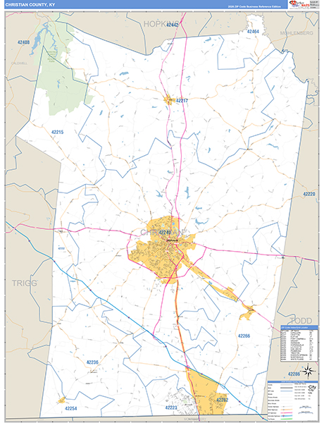Christian County, KY Zip Code Map