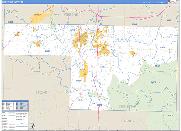 Christian County, MO Zip Code Map