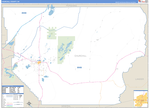 Churchill County, NV Zip Code Map