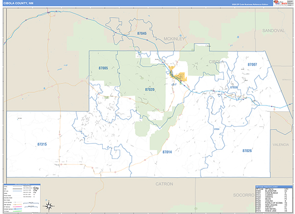 Cibola County, NM Zip Code Map