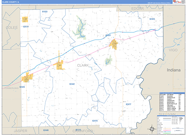 Clark County, IL Zip Code Map