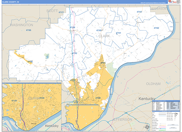 Clark County, IN Zip Code Map