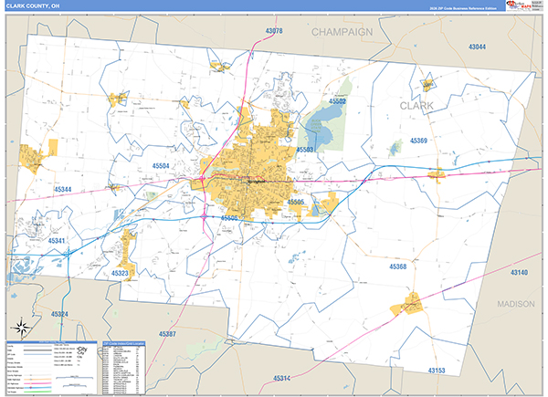 Clark County, OH Zip Code Map