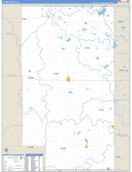 Clark County, SD Carrier Route Wall Map