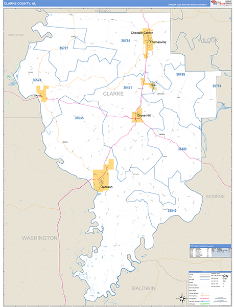 Clarke County, AL Zip Code Map