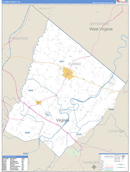 Clarke County, VA Zip Code Map