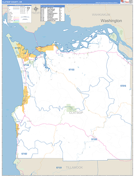 Clatsop County, OR Zip Code Map