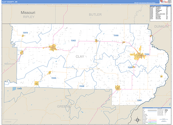 Clay County, AR Zip Code Map
