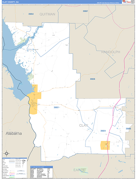 Clay County, GA Zip Code Map