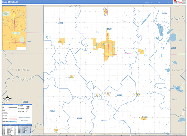 Clay County, IA Zip Code Map