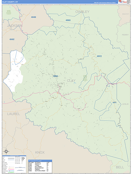 Clay County, KY Zip Code Map