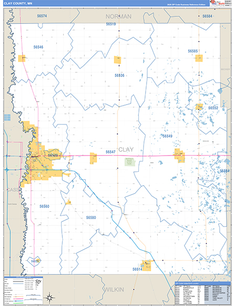 Clay County, MN Zip Code Map