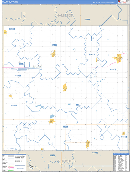 Clay County, NE Map Basic Style