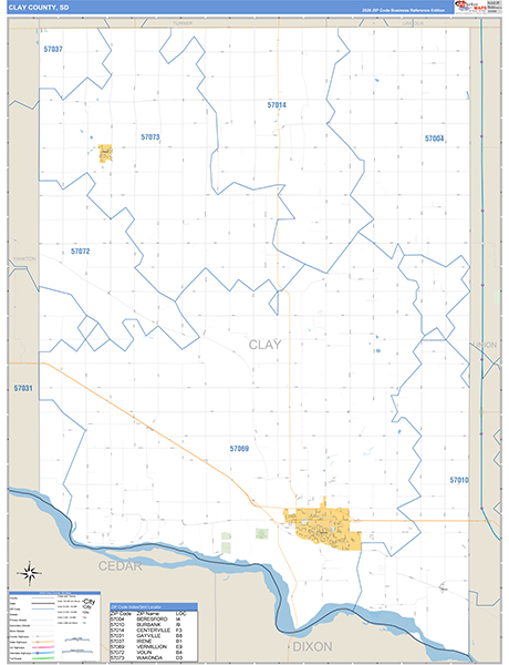 Clay County, SD Zip Code Map