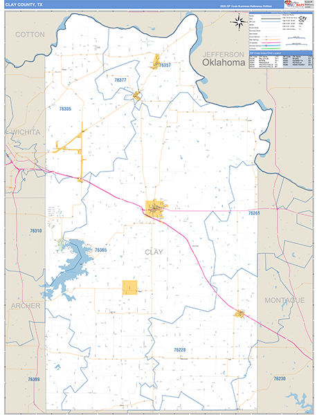 Clay County, TX Zip Code Map