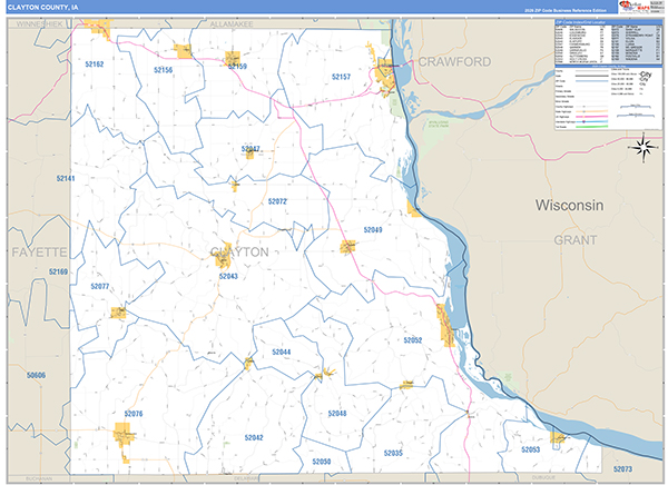 Clayton County, IA Zip Code Map