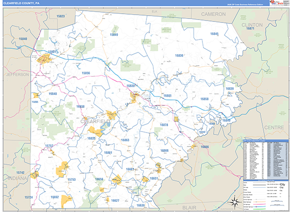 Clearfield County, PA Zip Code Map