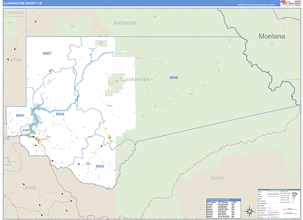 Clearwater County, ID Zip Code Map