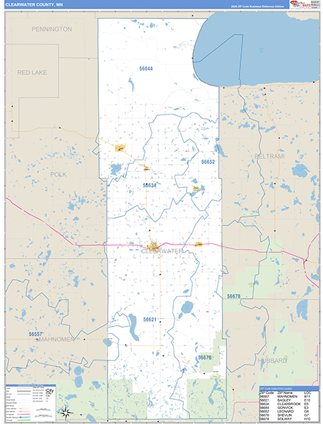 Clearwater County, MN Zip Code Map