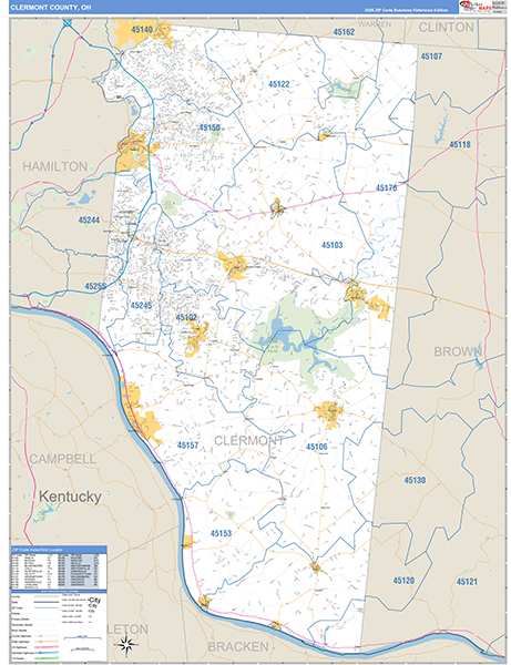 Clermont County, OH Carrier Route Wall Map