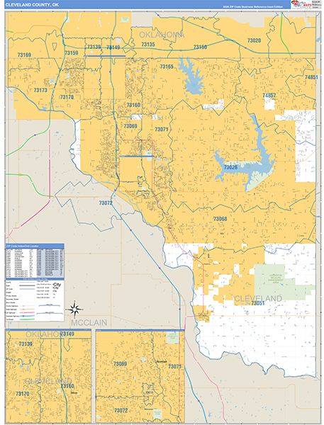 Cleveland County, OK Carrier Route Wall Map