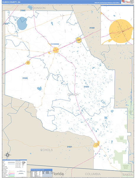 Clinch County, GA Zip Code Map