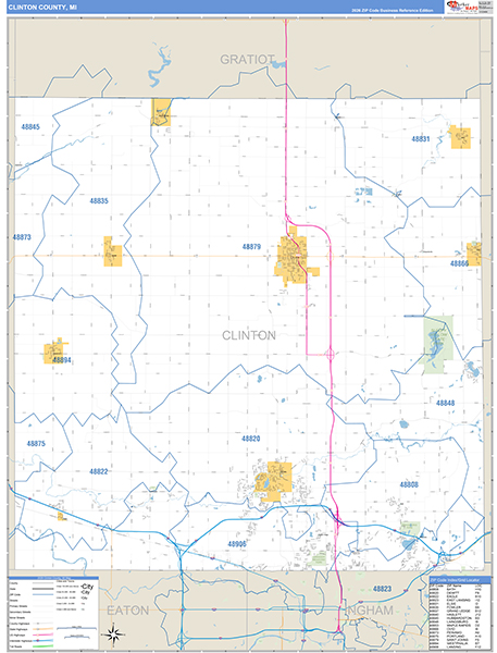 Clinton County, MI Zip Code Map