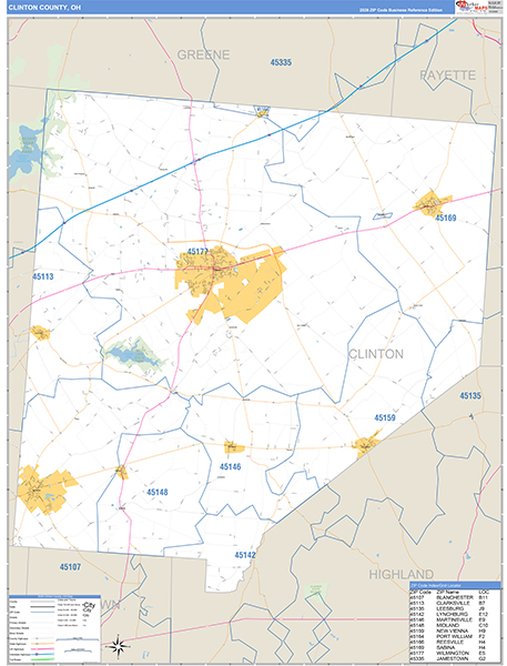 Clinton County, OH Carrier Route Wall Map